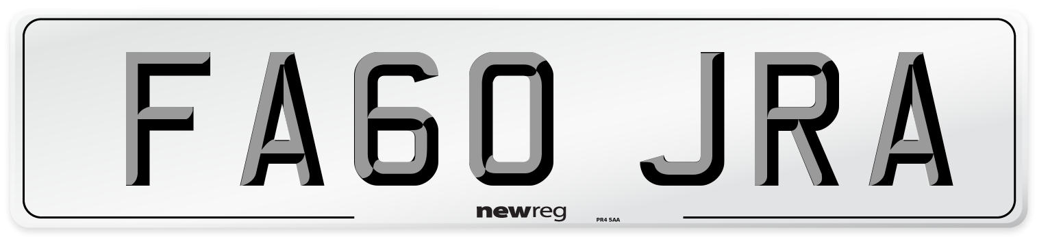 FA60 JRA Number Plate from New Reg